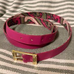 Pink and‎ Paisley Belt with Gold Buckle.